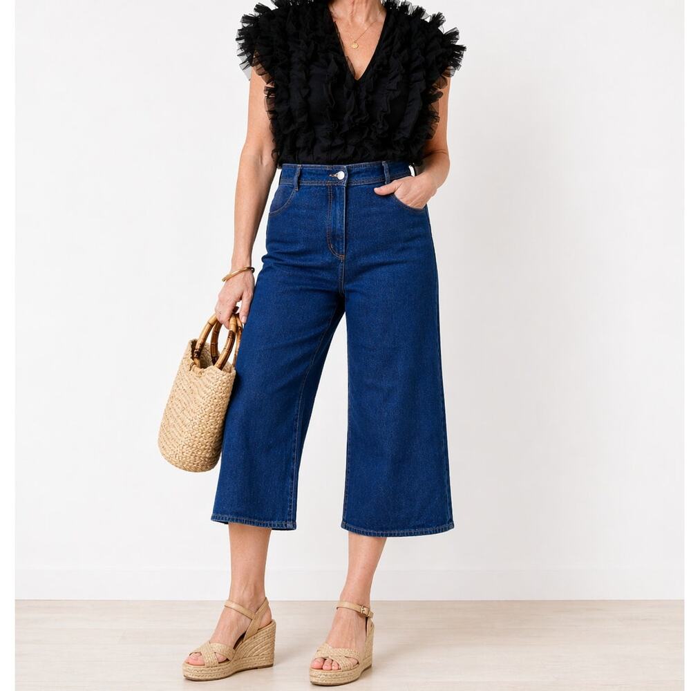 Vintage Denim Gaucho jeans Size 29/8 Midi Fit High Rise Spring Summer Cropped